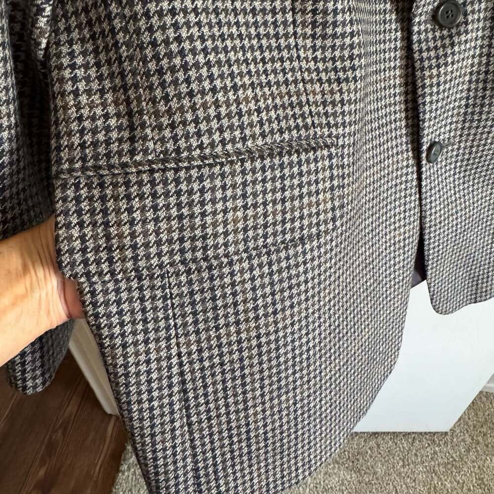 Vintage Pierre Balmain Sport Coat 48L 100% Wool Houndstooth Blazer Men’s - Picture 6 of 13